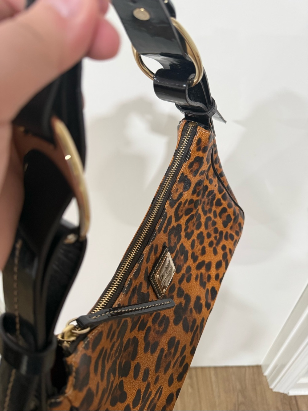 Dooney & Bourke Leopard-Print Shoulder Bag in Brown and Black - Picture 6 of 8